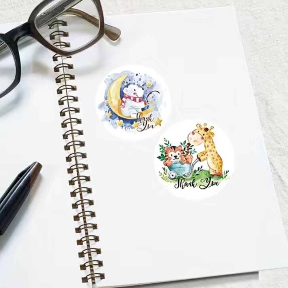 500 Roll of Cute Animals Thank You Stickers -8 Designs - Picture 3 of 5